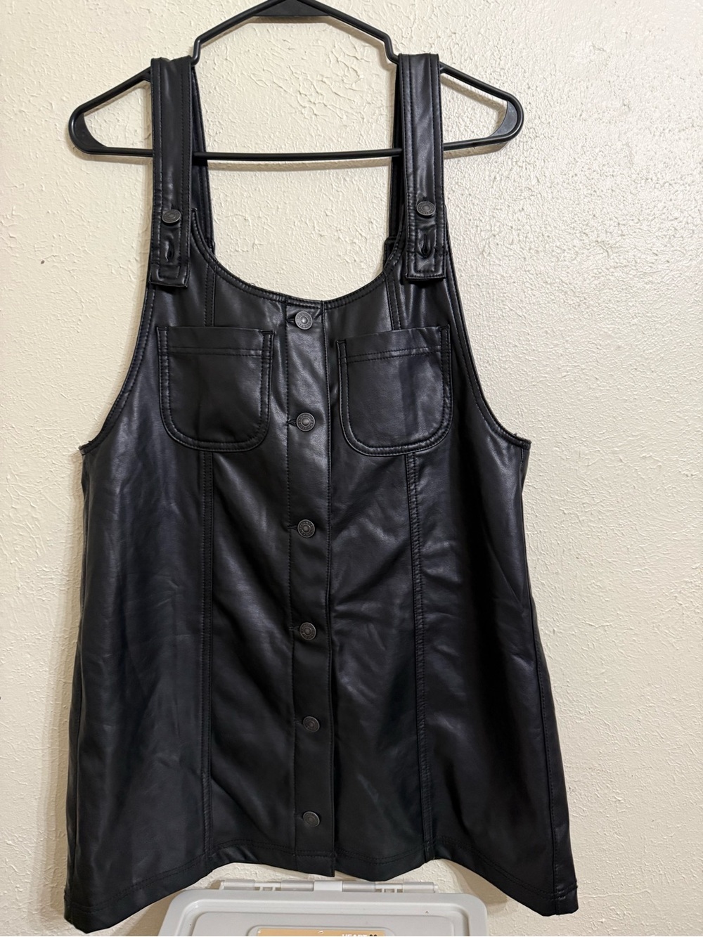 American Eagle Outfitters Black Faux Leather Button-Front Tank